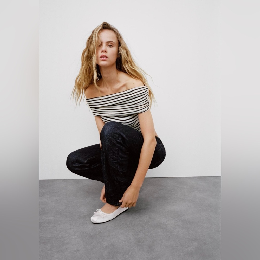 ZARA RUCHED OFF-THE-SHOULDER TOP